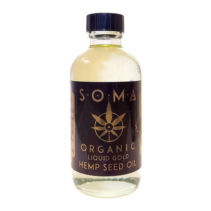 Four ounce bottle of Soma Organic Liquid Gold Hemp Seed Oil