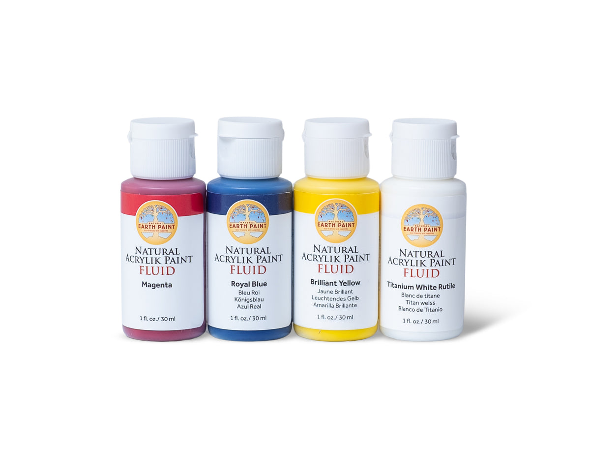 CMY + White Natural Acrylik Paint Set - Fluid or Heavy Body