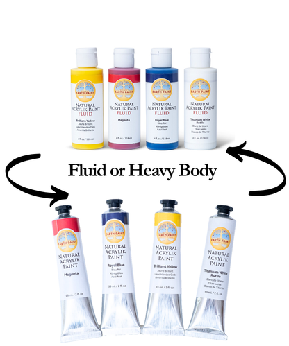 CMY + White Natural Acrylik Paint Set - Fluid or Heavy Body
