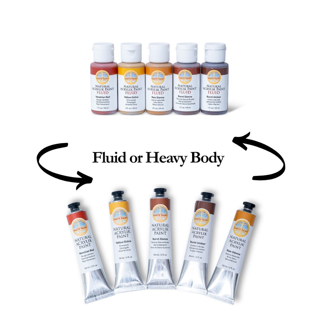 French Earth Colors Acrylik Paint Set - Fluid or Heavy Body