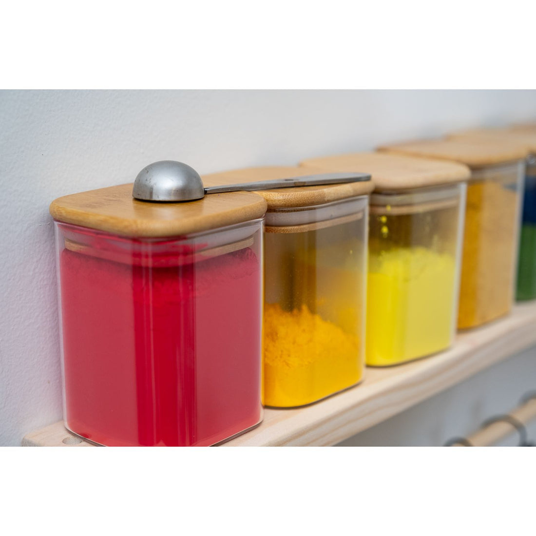 Glass Pigment Storage Jars with Bamboo Lid