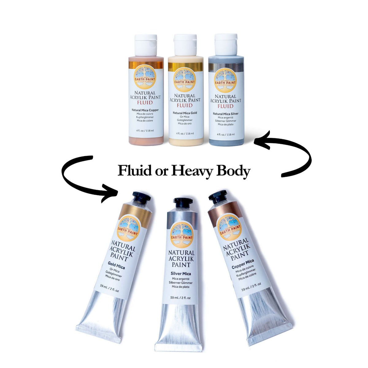 Natural Mica Acrylik Paint Set - Fluid or Heavy Body