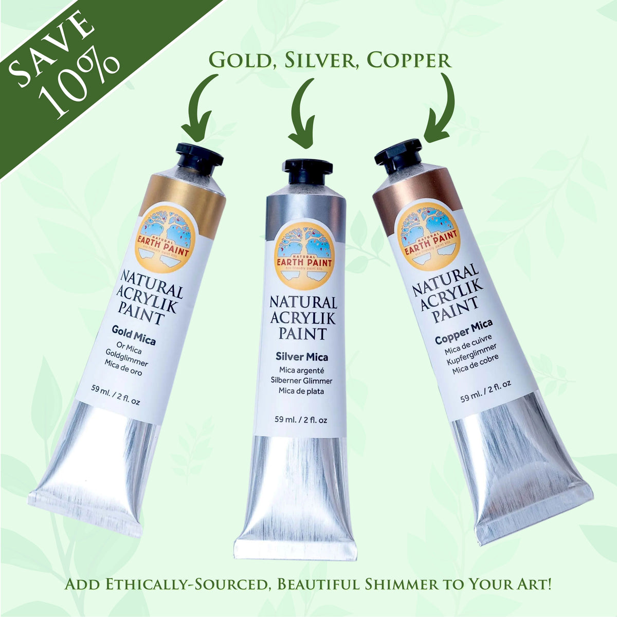 Natural Mica Acrylik Paint Set - Fluid or Heavy Body