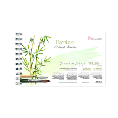 Spiral-bound bamboo watercolor paper on white background