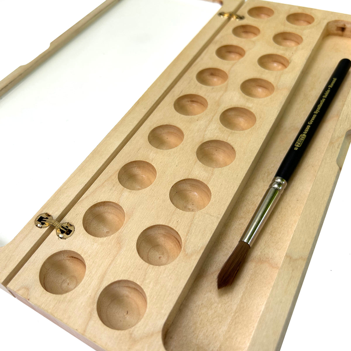Wooden Watercolor Palette with Brush Holder
