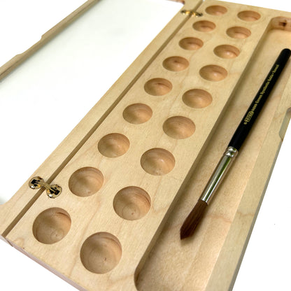 Wooden Watercolor Palette with Brush Holder