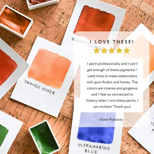 written review and photo of multi colored water color swatches