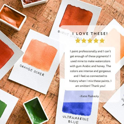 written review and photo of multi colored water color swatches