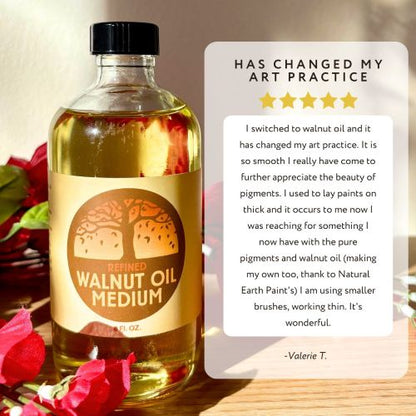 written review and photo of walnut oil medium bottle