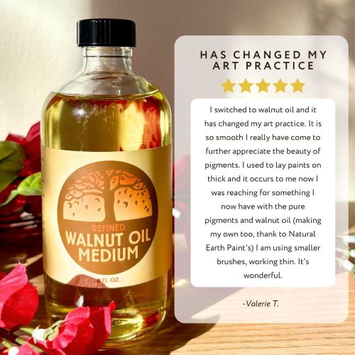 written review and photo of walnut oil medium bottle